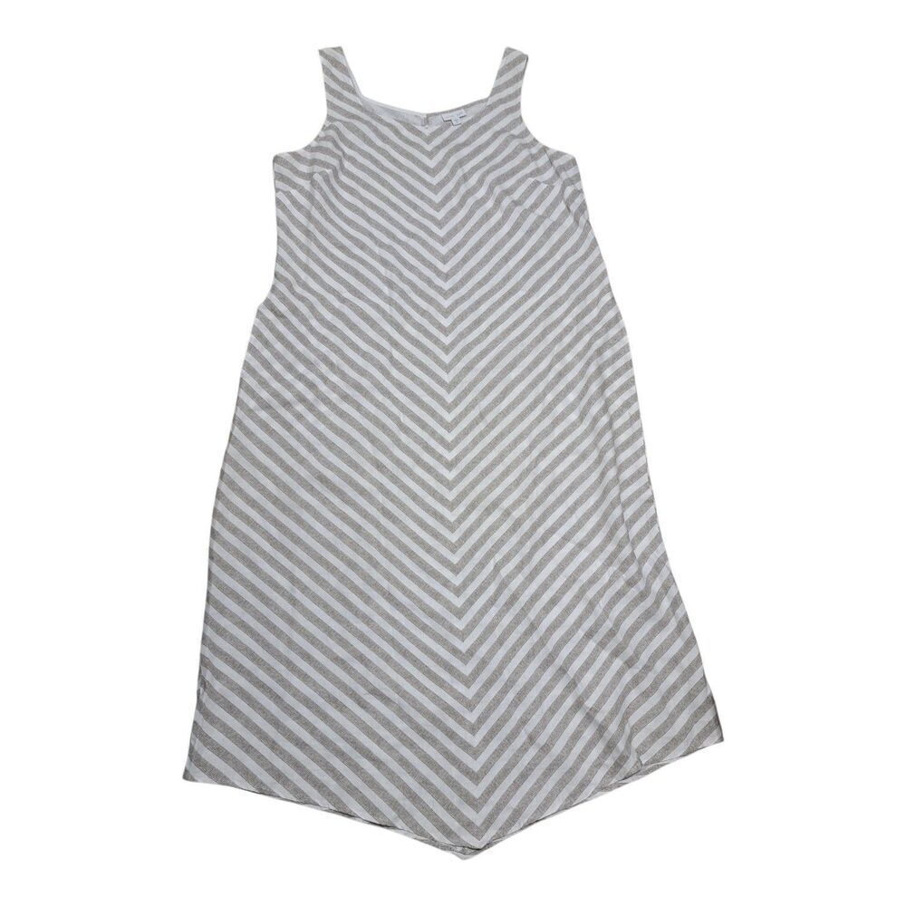 J. Jill Love Linen Boho Summer Spring Maxi Dress Large Tall Chevron Stripe - Picture 3 of 10